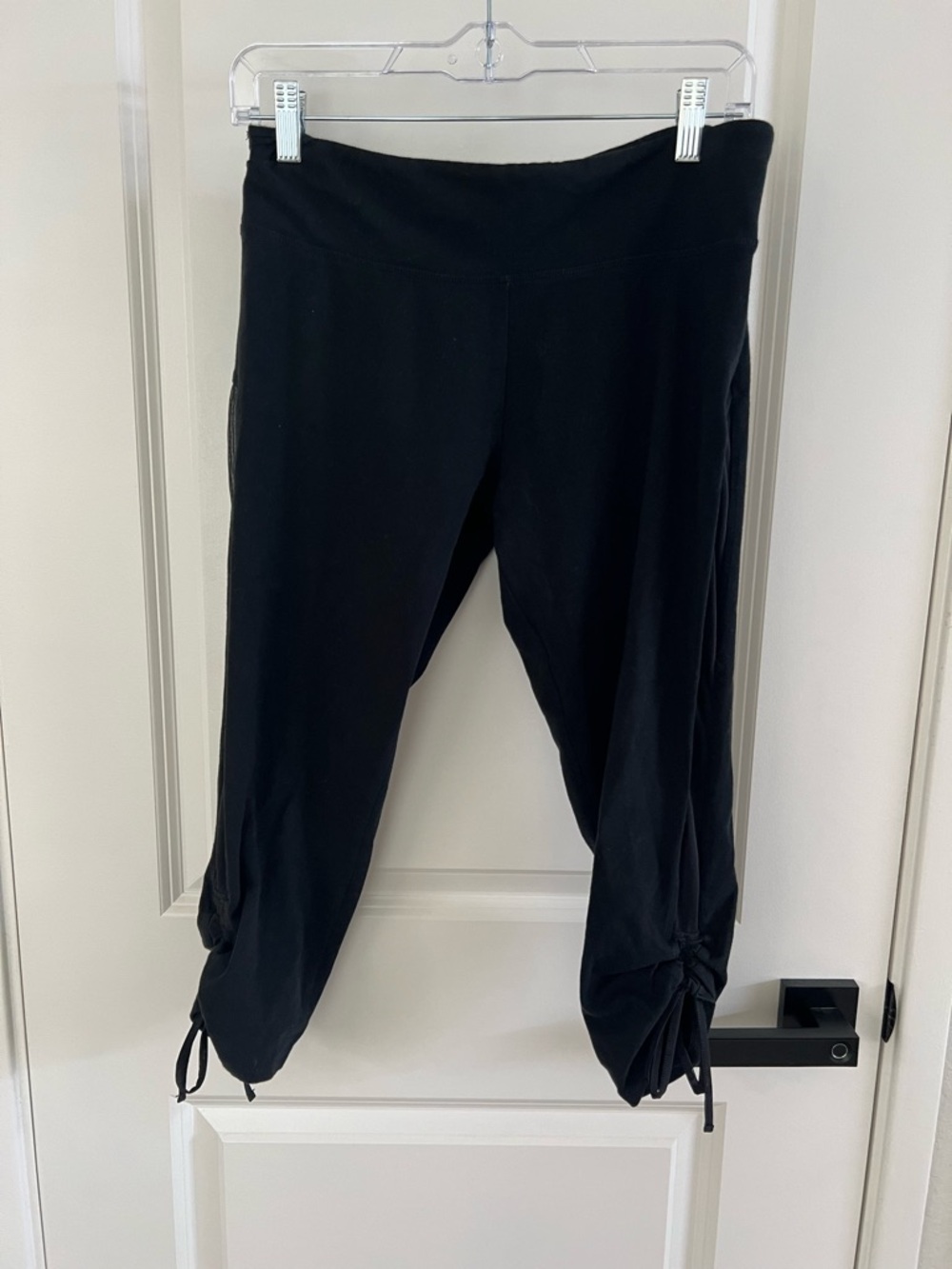 Victoria’s Secret Black Sheer Side Drawstring Capri Leggings